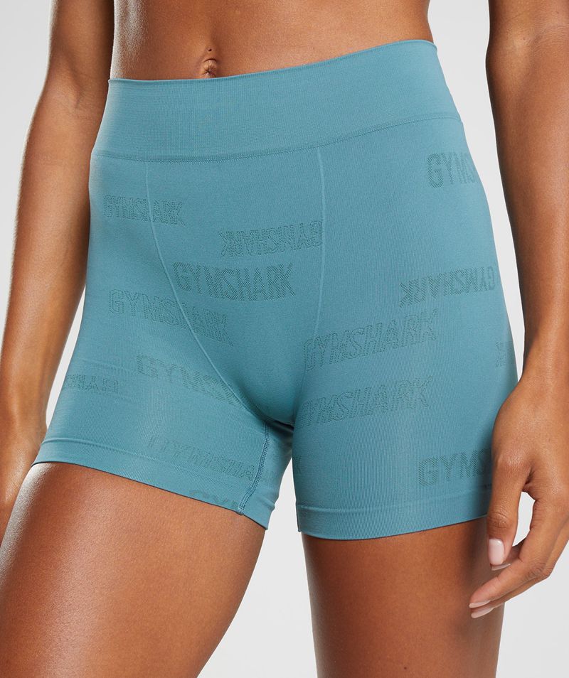 Women's Gymshark Seamless Jacquard Boxers Underwear Blue | USA  8496-QBALX