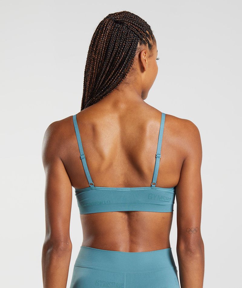 Women's Gymshark Seamless Jacquard Bralette Sports Bra Blue | USA  2398-HCITA