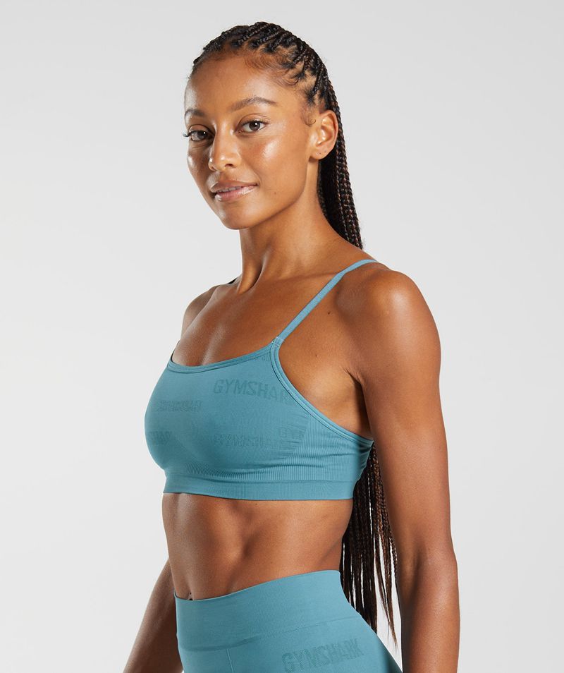 Women's Gymshark Seamless Jacquard Bralette Sports Bra Blue | USA  2398-HCITA