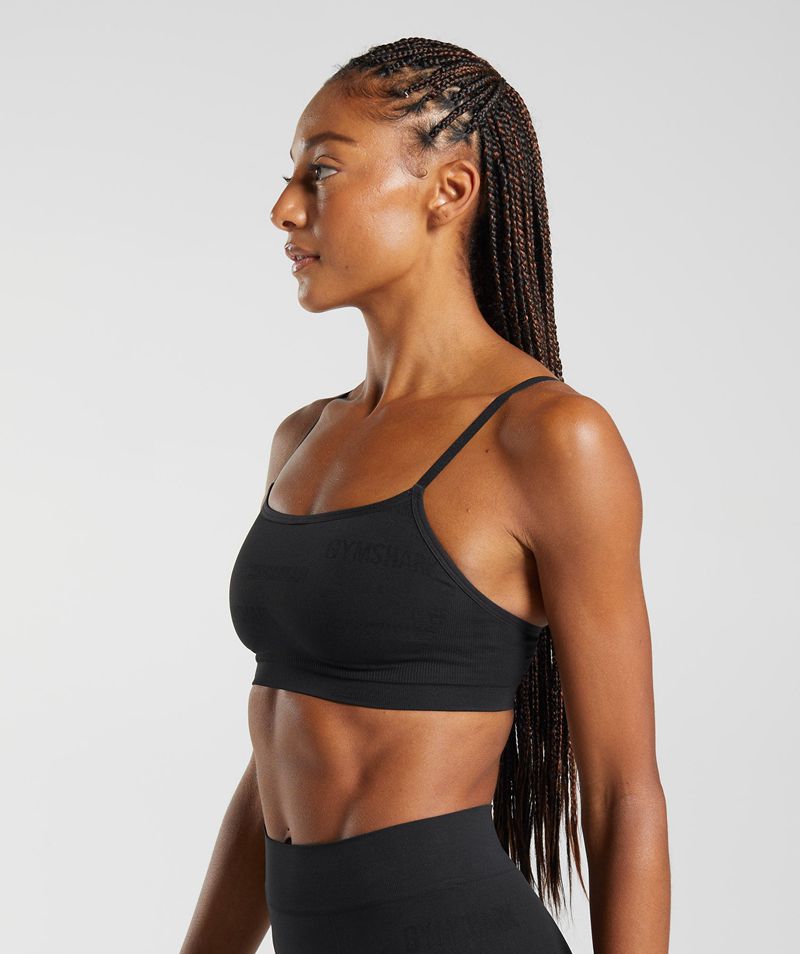 Women's Gymshark Seamless Jacquard Bralette Sports Bra Black | USA  9420-XWGVI