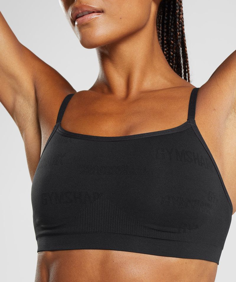 Women's Gymshark Seamless Jacquard Bralette Sports Bra Black | USA  9420-XWGVI