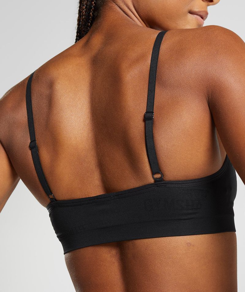 Women's Gymshark Seamless Jacquard Bralette Sports Bra Black | USA  9420-XWGVI