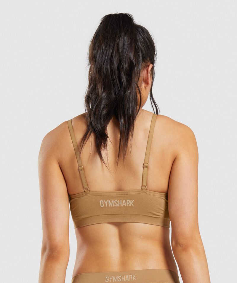 Women's Gymshark Seamless Low Neck Bralette Sports Bra Light Brown | USA  0841-VHNRK