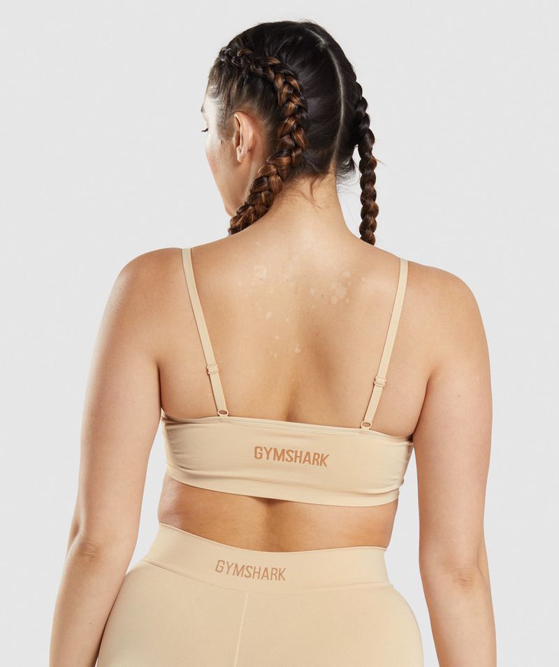 Women's Gymshark Seamless Low Neck Bralette Sports Bra Light Brown | USA  1728-FYDPI