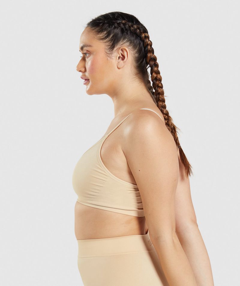 Women's Gymshark Seamless Low Neck Bralette Sports Bra Light Brown | USA  1728-FYDPI