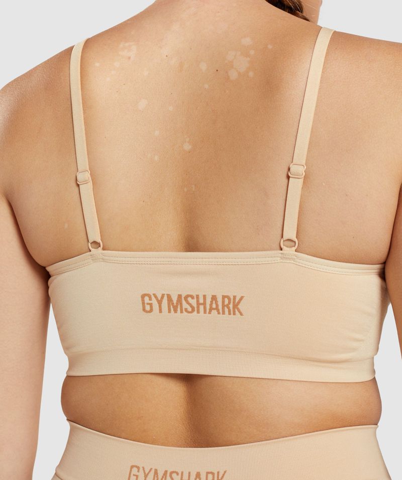 Women's Gymshark Seamless Low Neck Bralette Sports Bra Light Brown | USA  1728-FYDPI