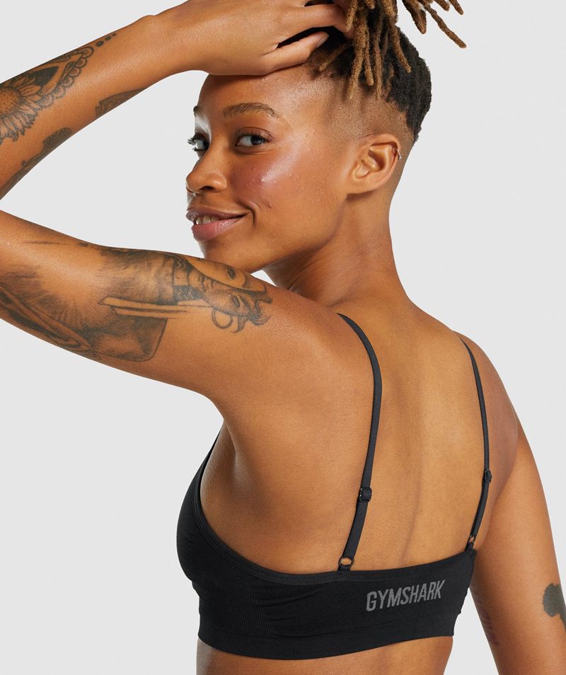 Women's Gymshark Seamless Low Neck Bralette Sports Bra Black | USA  4836-EWVBN