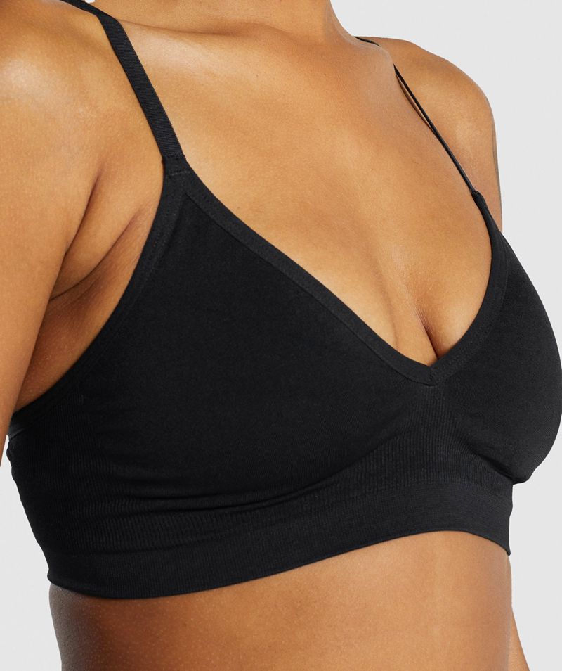 Women's Gymshark Seamless Low Neck Bralette Sports Bra Black | USA  4836-EWVBN