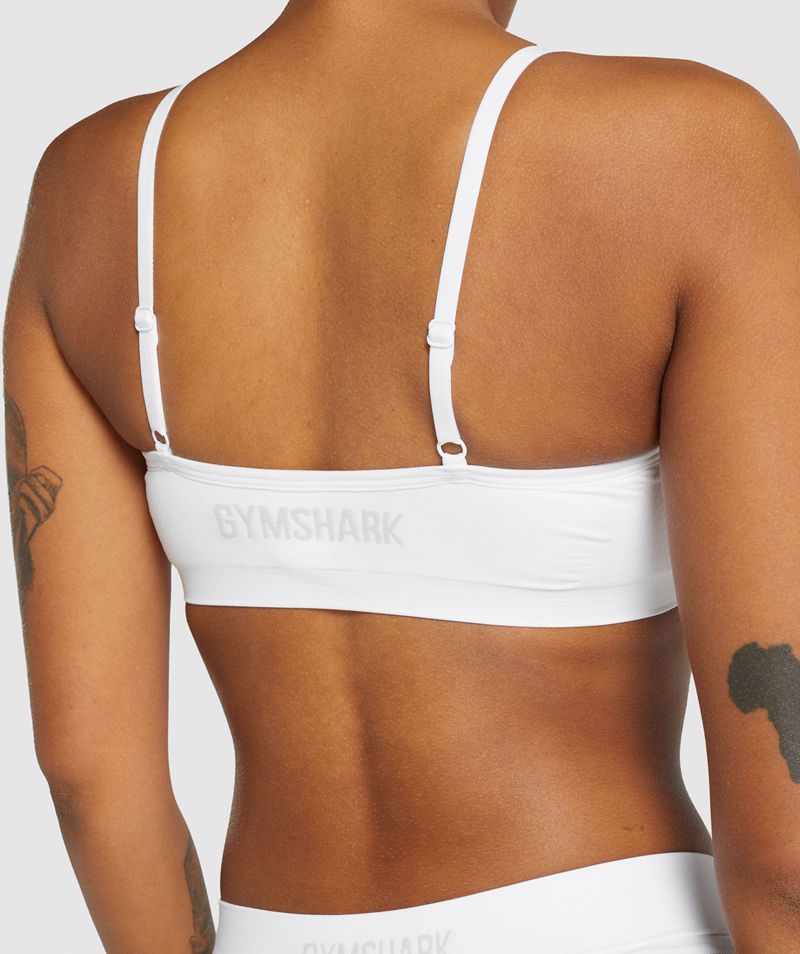 Women's Gymshark Seamless Low Neck Bralette Sports Bra White | USA  4957-XFUMY