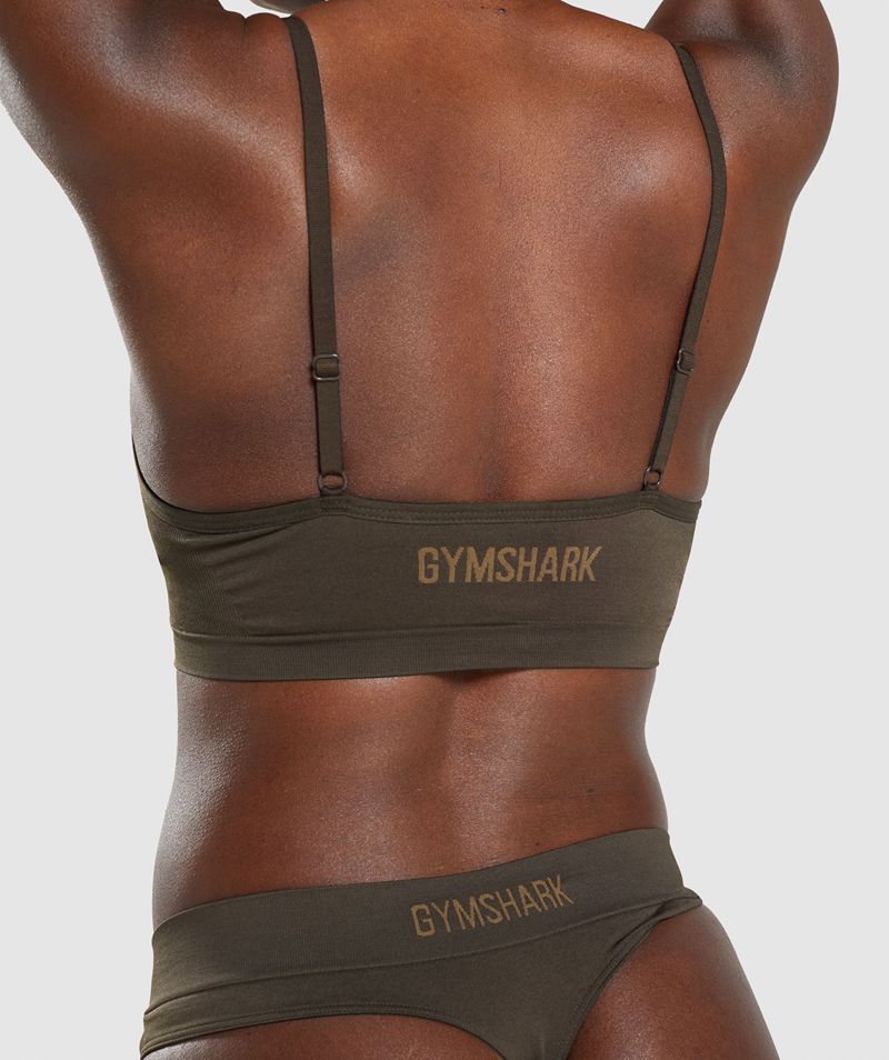 Women's Gymshark Seamless Low Neck Bralette Sports Bra Brown | USA  7561-PDOSR