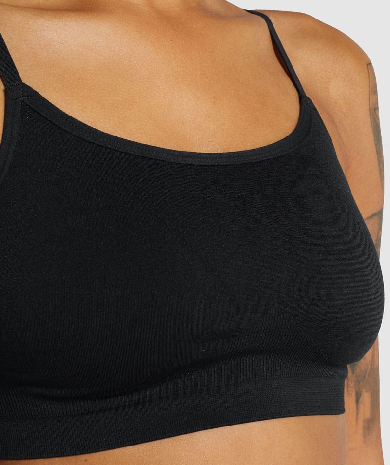 Women's Gymshark Seamless Scoop Neck Bralette Sports Bra Black | USA  3678-CPWZI