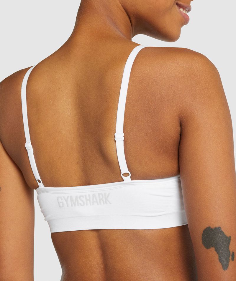 Women's Gymshark Seamless Scoop Neck Bralette Sports Bra White | USA  5293-HTLQY