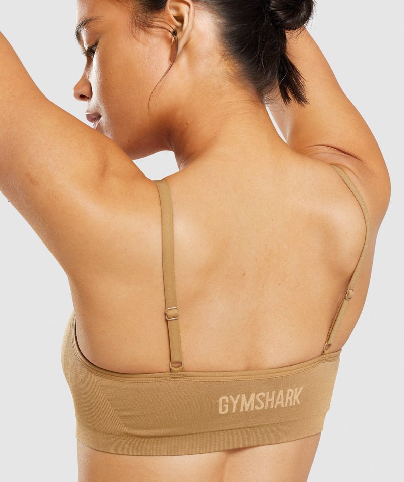 Women's Gymshark Seamless Scoop Neck Bralette Sports Bra Light Brown | USA  5329-FLQXH