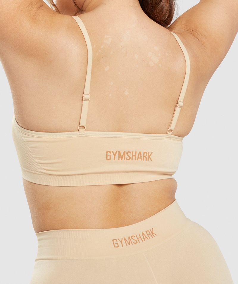 Women's Gymshark Seamless Scoop Neck Bralette Sports Bra Light Brown | USA  7593-TAYBS