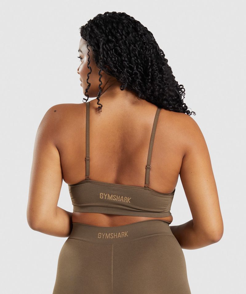 Women's Gymshark Seamless Scoop Neck Bralette Sports Bra Brown | USA  7594-XPMIH