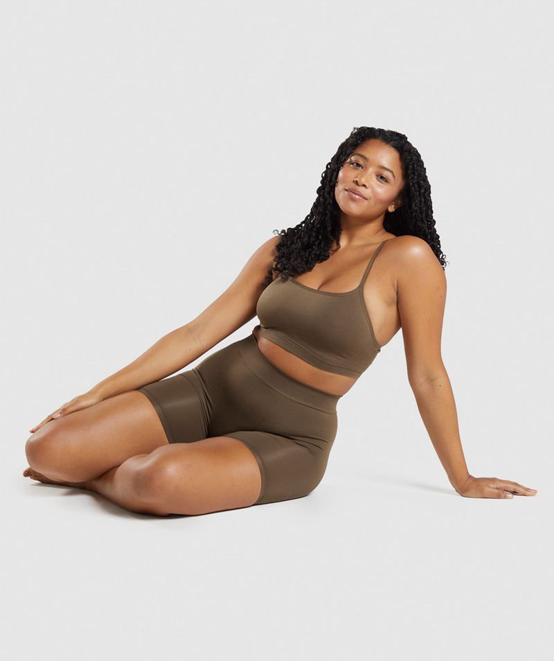 Women's Gymshark Seamless Scoop Neck Bralette Sports Bra Brown | USA  7594-XPMIH