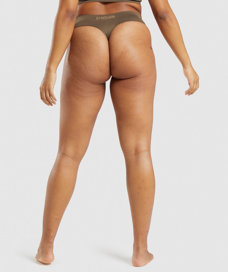 Women's Gymshark Seamless Thong Underwear Brown | USA  4398-WBVGF