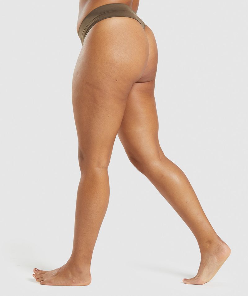 Women's Gymshark Seamless Thong Underwear Brown | USA  4398-WBVGF