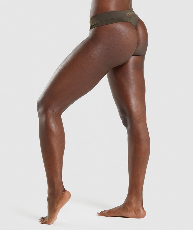 Women's Gymshark Seamless Thong Underwear Brown | USA  4892-RTXDM