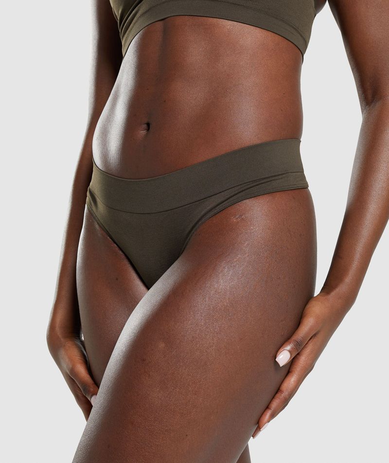 Women's Gymshark Seamless Thong Underwear Brown | USA  4892-RTXDM