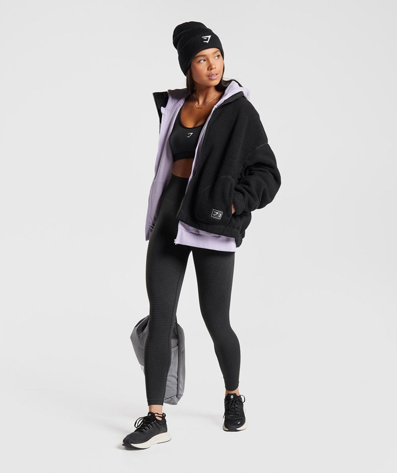 Women's Gymshark Sherpa Jackets Black | USA  8752-EXTDP