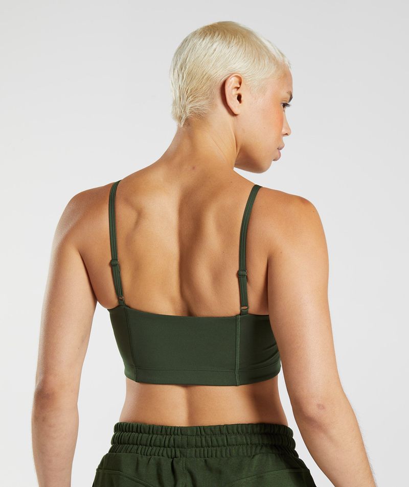 Women's Gymshark Social Club Bandeau Sports Bra Olive | USA  9168-IJFXA