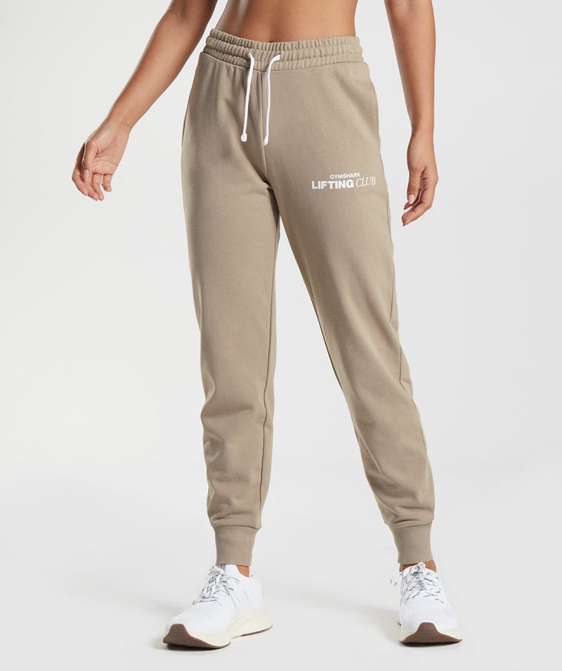 Women\'s Gymshark Social Club Joggers Beige | USA  6435-IBDYE