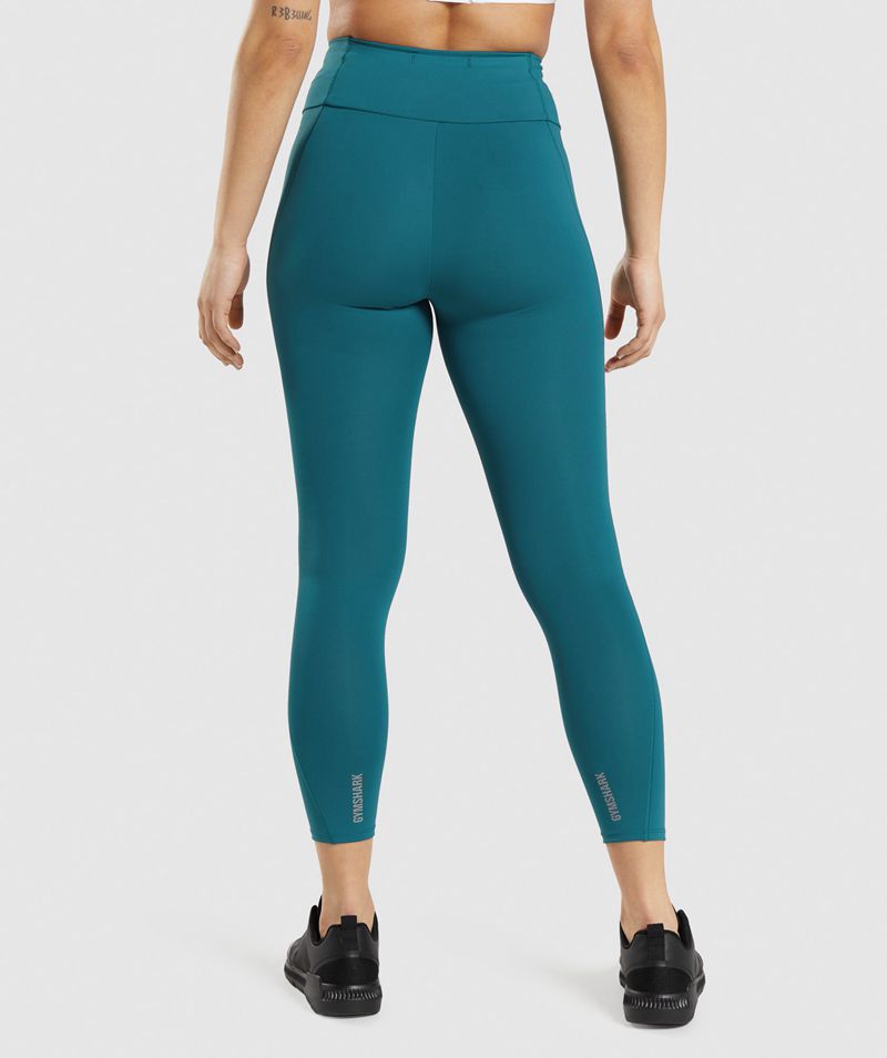 Women's Gymshark Speed Leggings Turquoise | USA  2681-QUKLZ