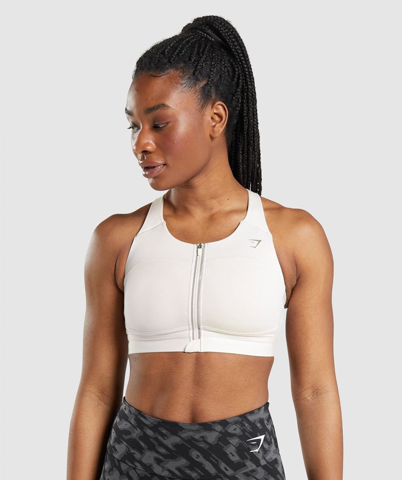 Women\'s Gymshark Speed Sports Bra White | USA  8642-DEKUN