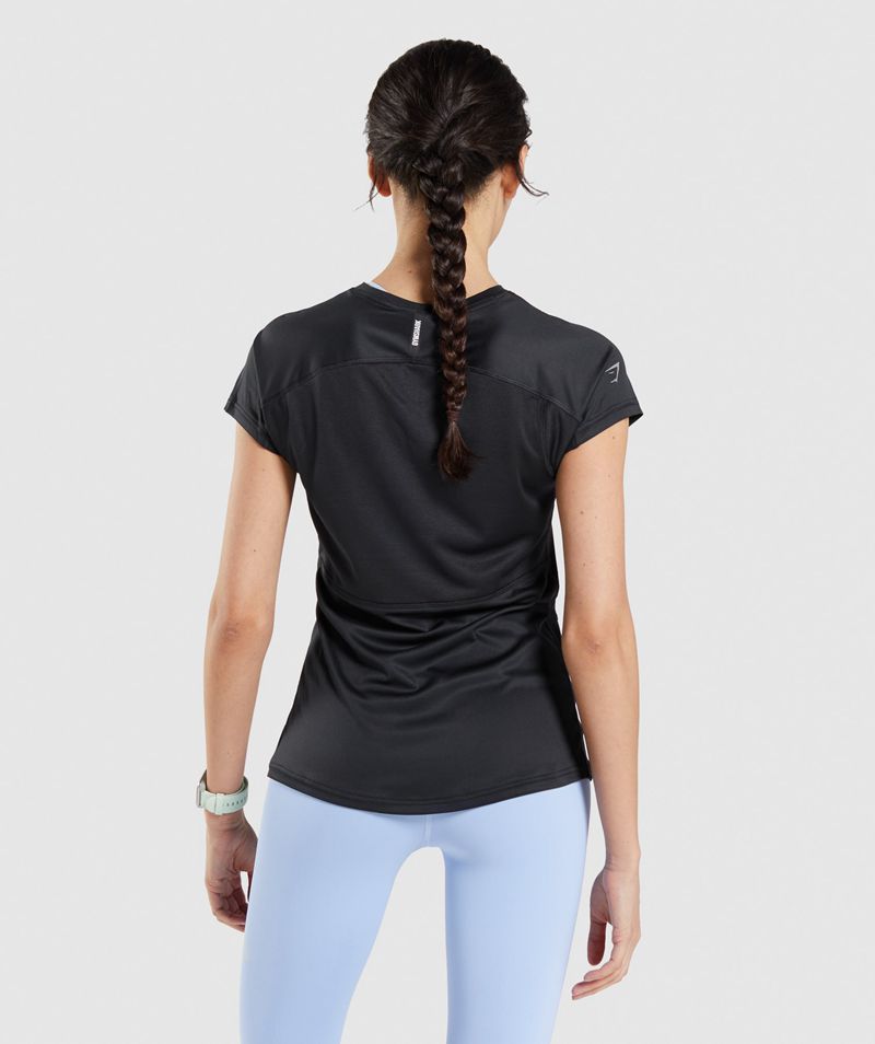 Women's Gymshark Speed T-Shirts Black | USA  2314-FUCLV