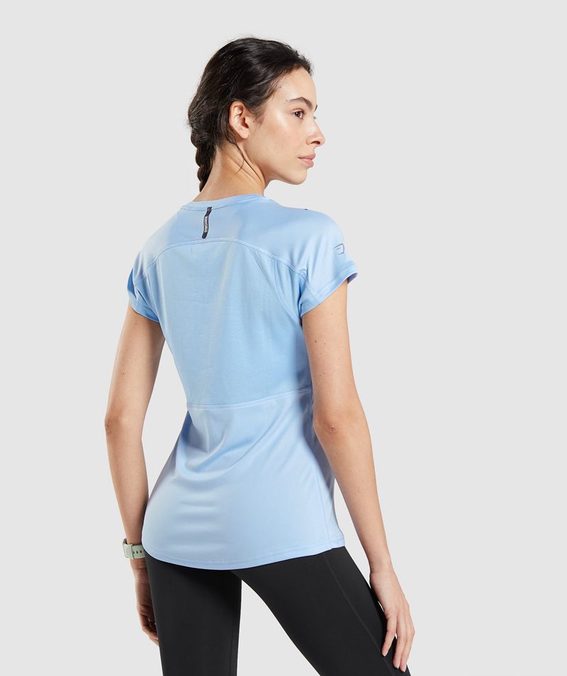 Women's Gymshark Speed T-Shirts Blue | USA  3529-UPMWI