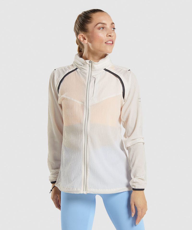 Women\'s Gymshark Speed Windbreaker Jackets White | USA  1837-KNUYT