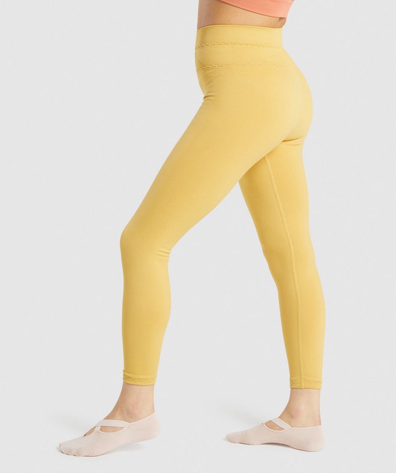 Women's Gymshark Studio Leggings Yellow | USA  9573-DTWLH