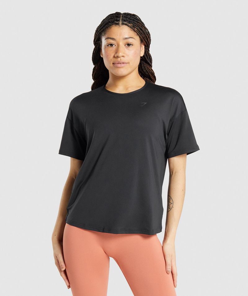 Women's Gymshark Studio T-Shirts Black | USA  7824-ZHNDU