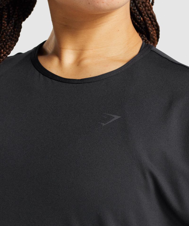 Women's Gymshark Studio T-Shirts Black | USA  7824-ZHNDU