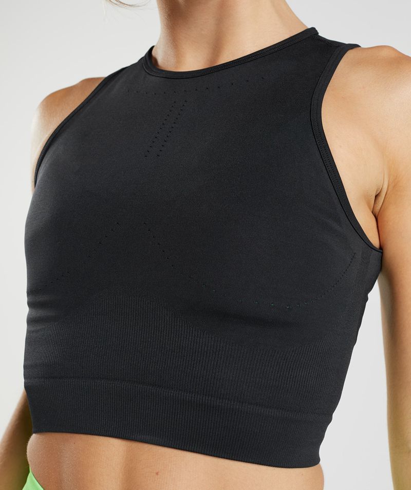 Women's Gymshark Sweat Seamless Midi Tank Tops Black | USA  8205-GNVPL