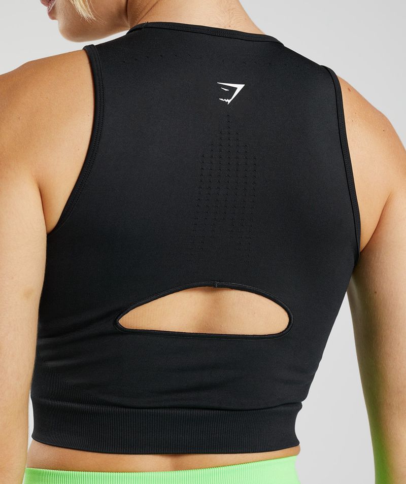 Women's Gymshark Sweat Seamless Midi Tank Tops Black | USA  8205-GNVPL