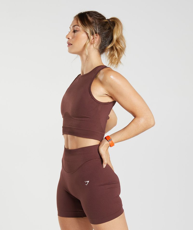 Women's Gymshark Sweat Seamless Midi Tank Tops Burgundy | USA  8321-UVTGB