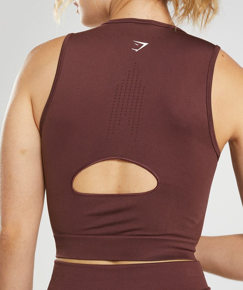 Women's Gymshark Sweat Seamless Midi Tank Tops Burgundy | USA  8321-UVTGB