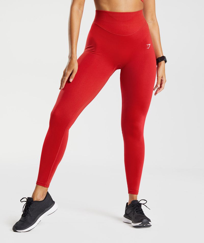 Women\'s Gymshark Sweat Seamless Sculpt Leggings Red | USA  5624-QHZTP