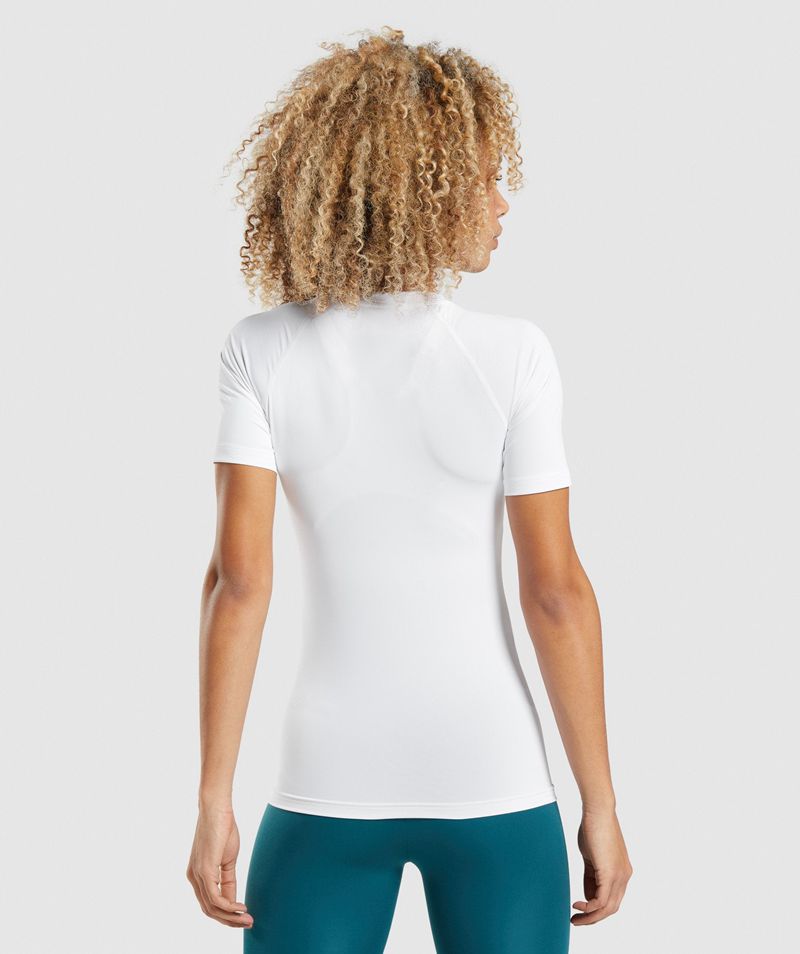 Women's Gymshark Training Baselayer T-Shirts White | USA  8047-DUZLN