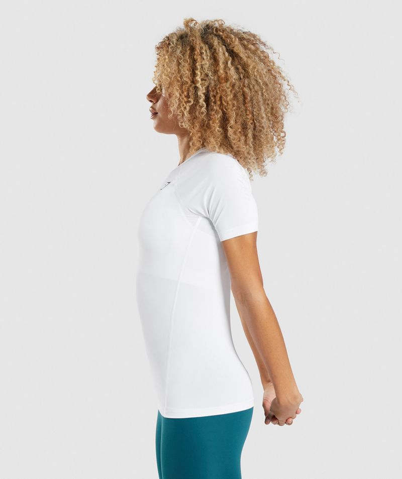 Women's Gymshark Training Baselayer T-Shirts White | USA  8047-DUZLN