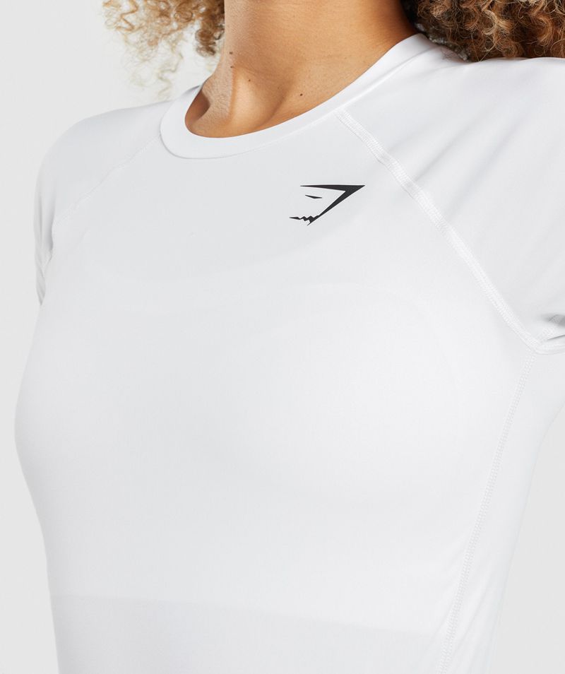 Women's Gymshark Training Baselayer T-Shirts White | USA  8047-DUZLN