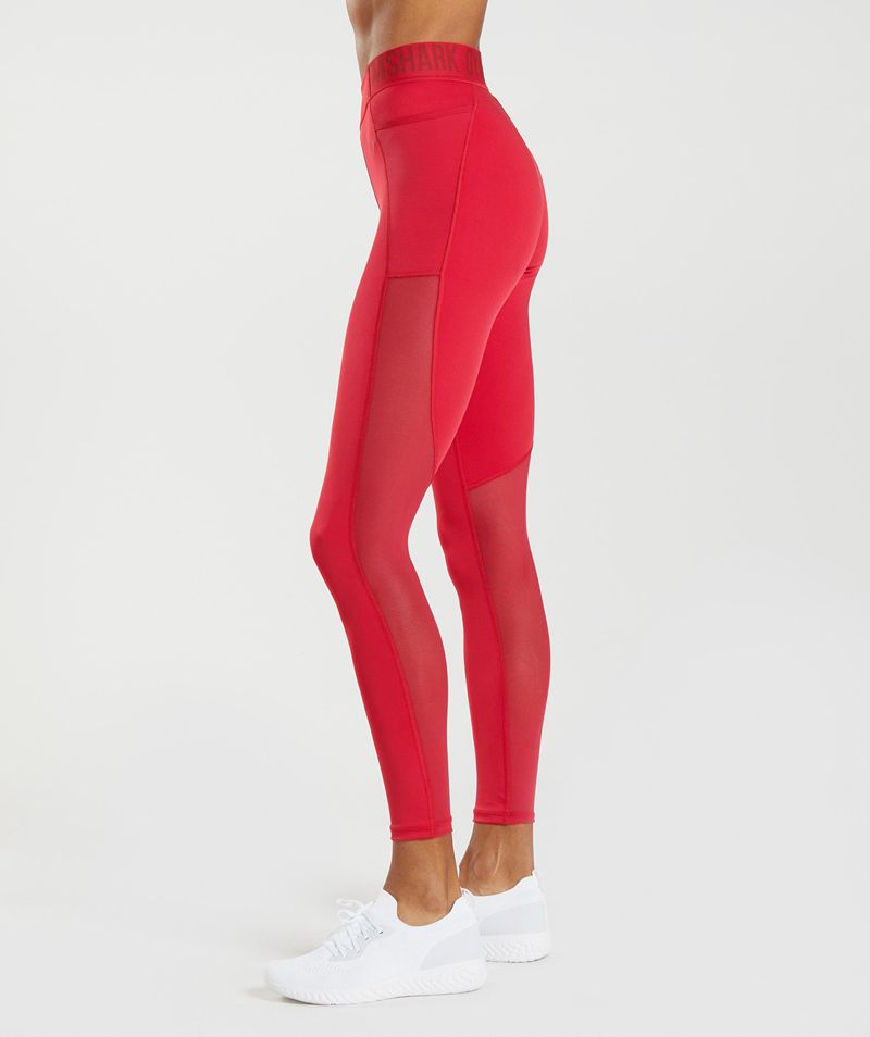 Women's Gymshark Training Brandmark Leggings Red | USA  5098-TDLBS