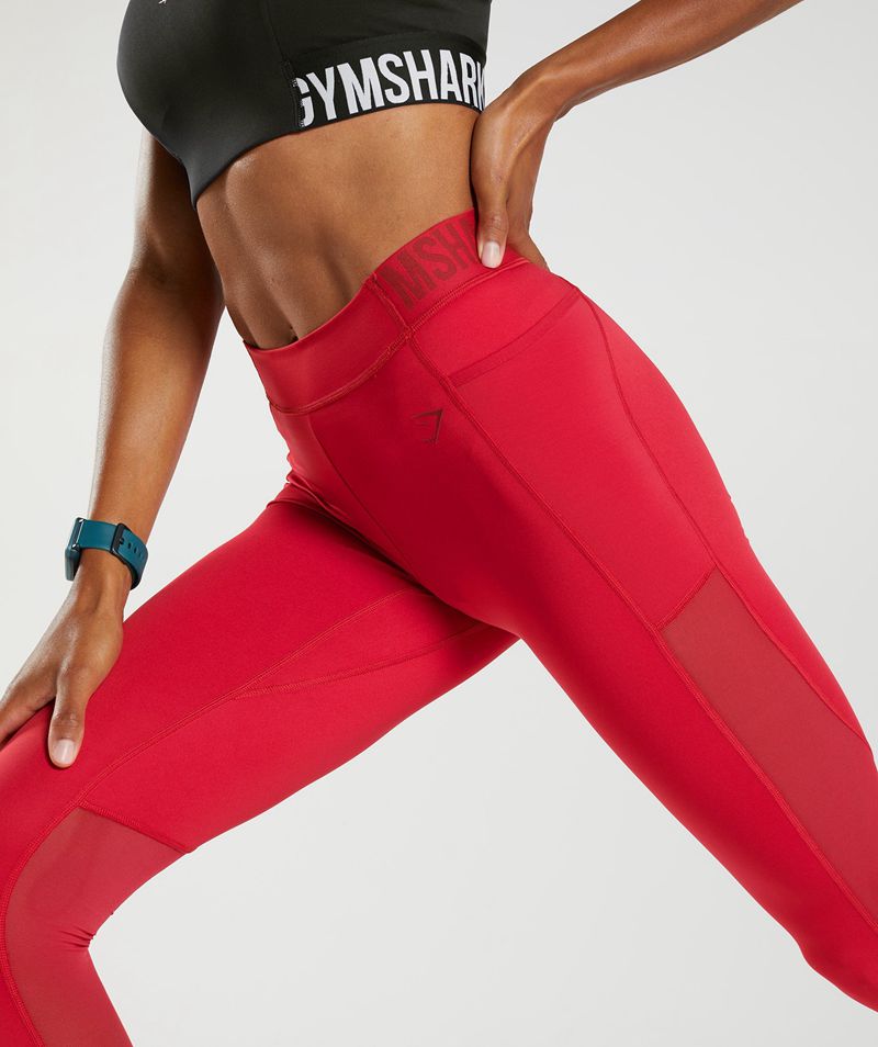 Women's Gymshark Training Brandmark Leggings Red | USA  5098-TDLBS