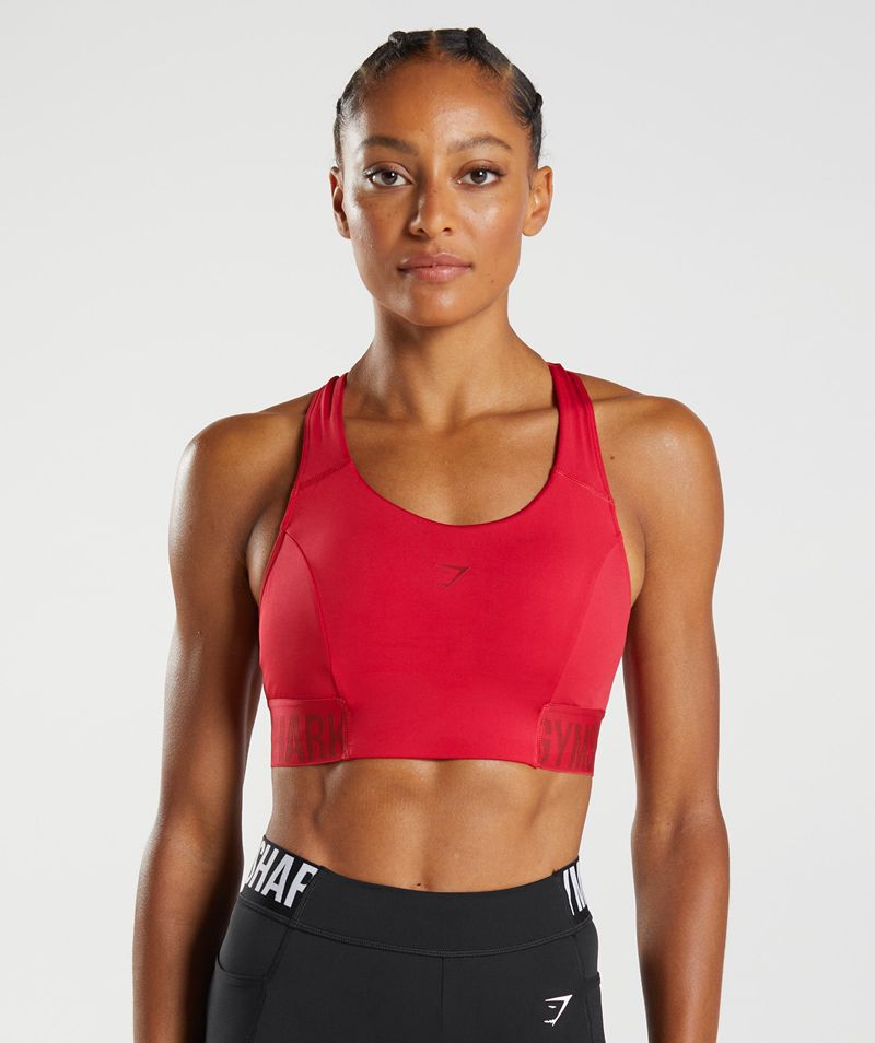 Women\'s Gymshark Training Brandmark Sports Bra Red | USA  8207-HTOUC