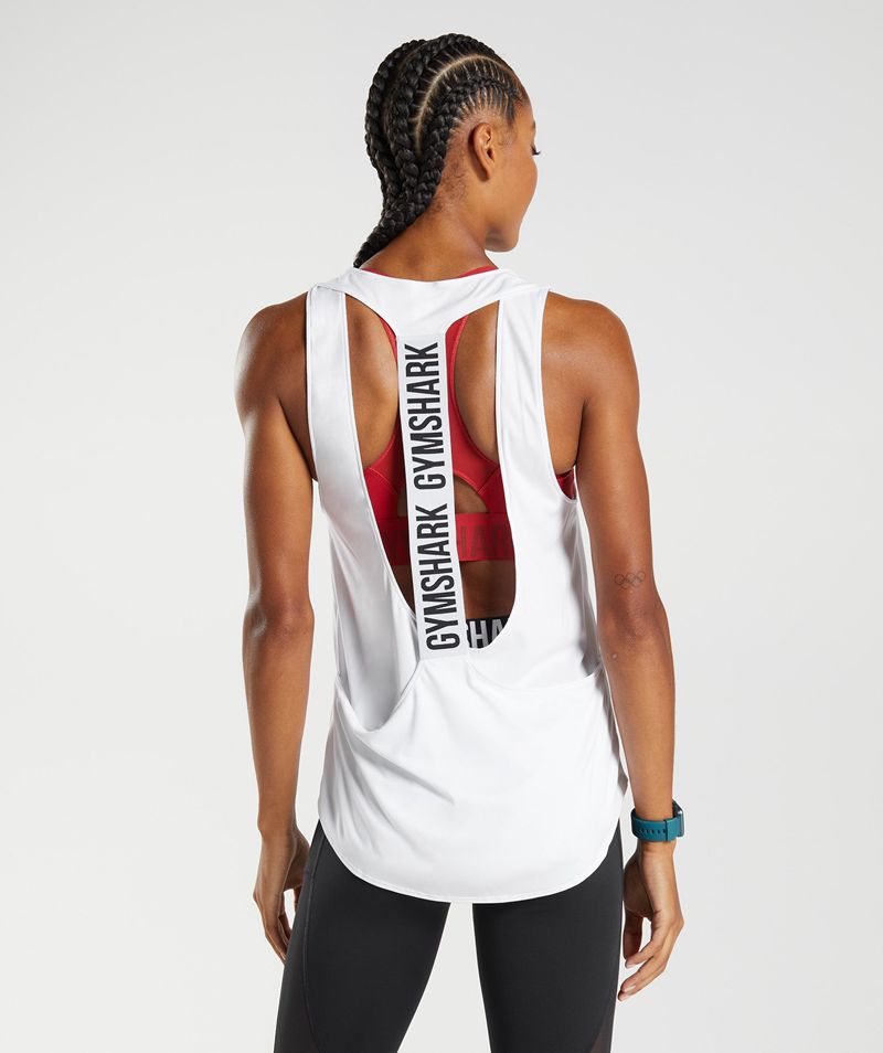 Women\'s Gymshark Training Brandmark Tank Tops White | USA  0526-UMXQF