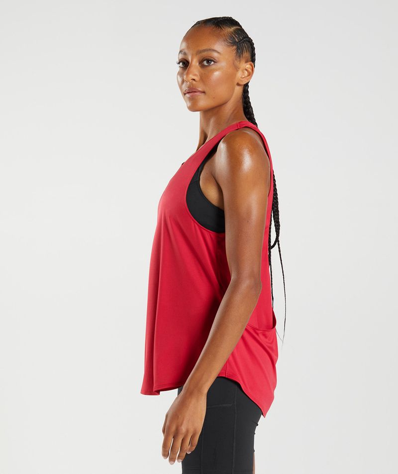 Women's Gymshark Training Brandmark Tank Tops Red | USA  2783-CFJQI