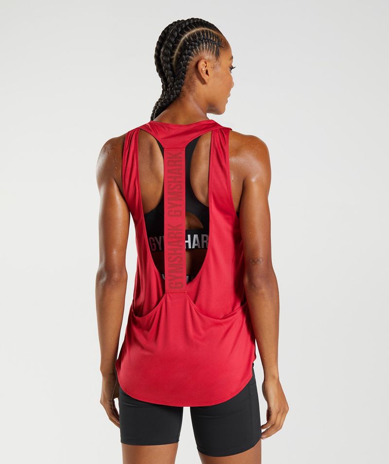 Women's Gymshark Training Brandmark Tank Tops Red | USA  2783-CFJQI