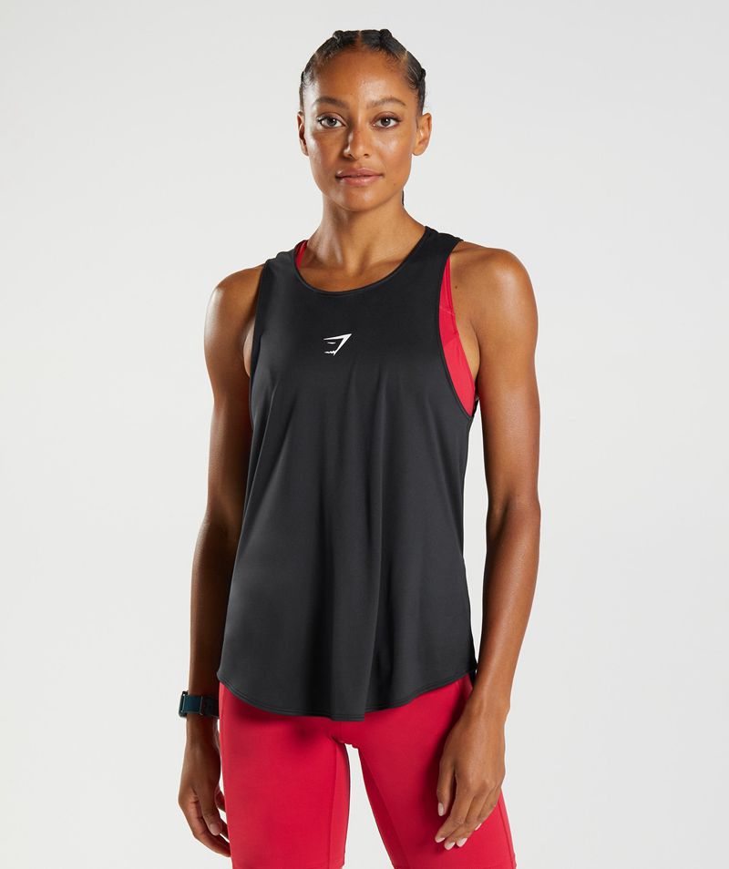 Women's Gymshark Training Brandmark Tank Tops Black | USA  7109-KPVHF